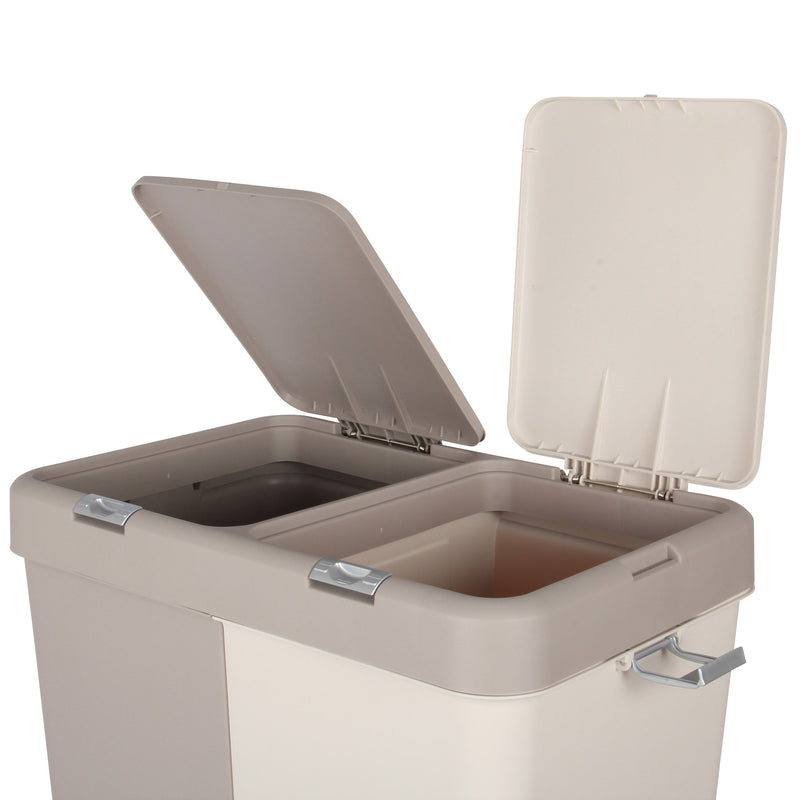 80L Dual Compartment Kitchen Rubbish Bin Waste Recycling And Laundry Basket.