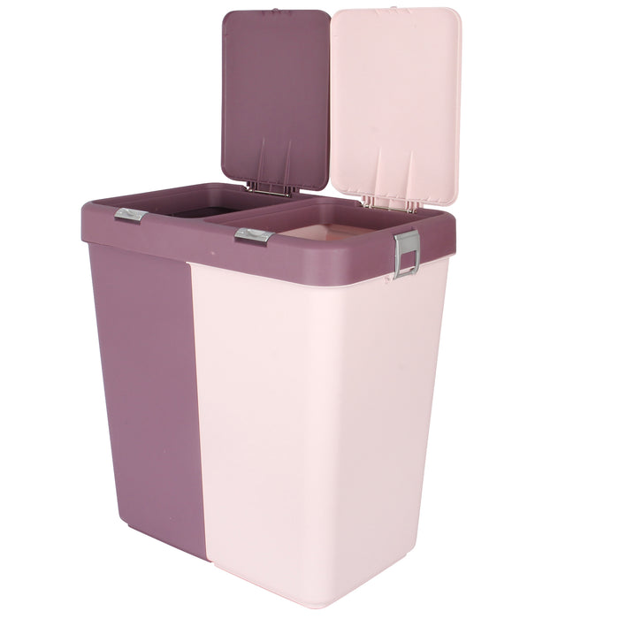 80L Dual Compartment Kitchen Rubbish Bin Waste Recycling And Laundry Basket.