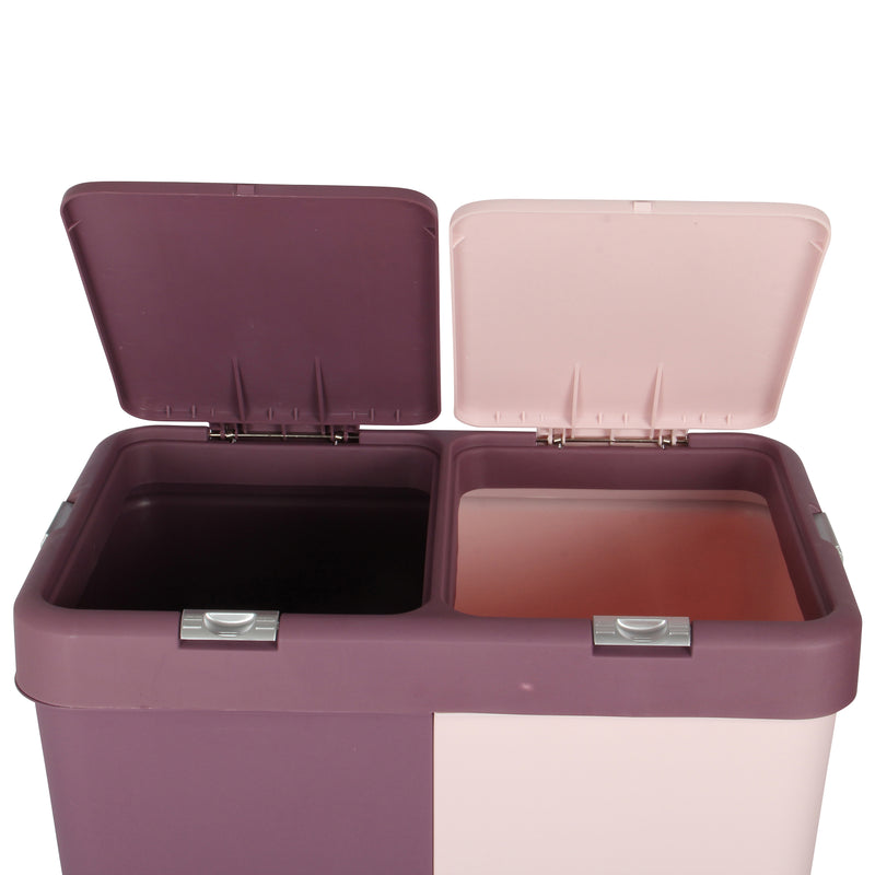 80L Dual Compartment Kitchen Rubbish Bin Waste Recycling And Laundry Basket.