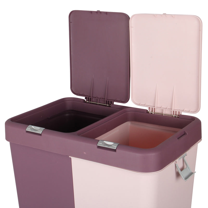 80L Dual Compartment Kitchen Rubbish Bin Waste Recycling And Laundry Basket.