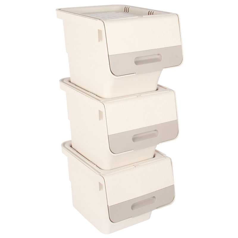 Storage Boxes. Multi Purpose Wheeled Organizer Box with Front Lid. (3 x 12L)