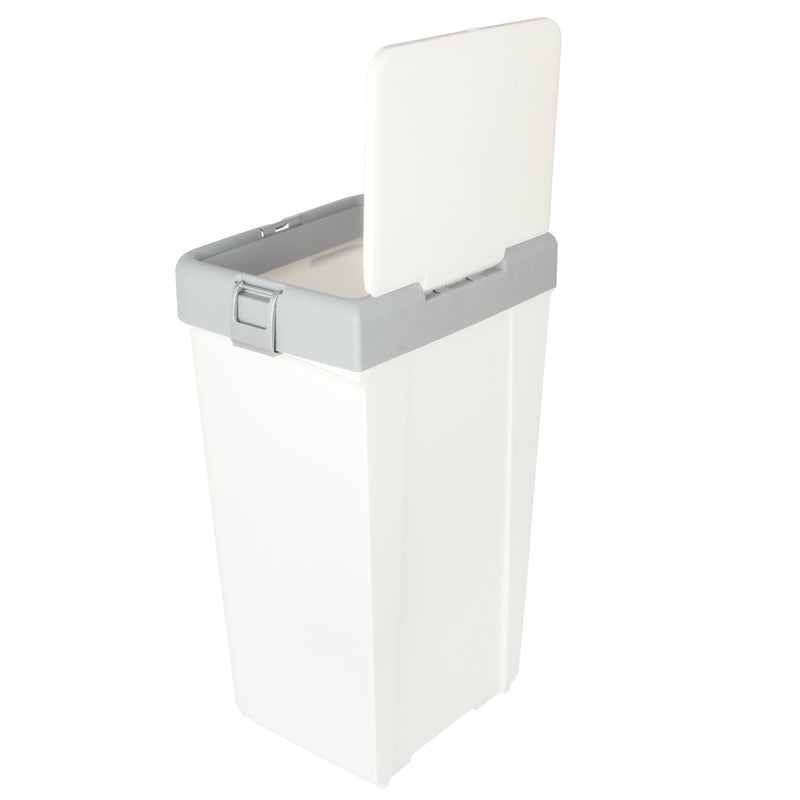 Push-Button Laundry Basket Bin. Single Compartment 40 Liter Storage.