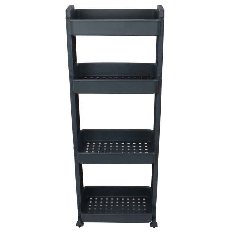 4 Tier Slide Out Troley Rack Shelf Holder with Wheel. Kitchen Bathroom Organizer.