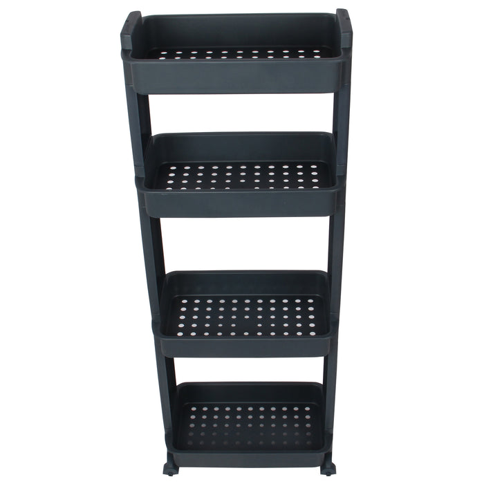 4 Tier Slide Out Troley Rack Shelf Holder with Wheel. Kitchen Bathroom Organizer.