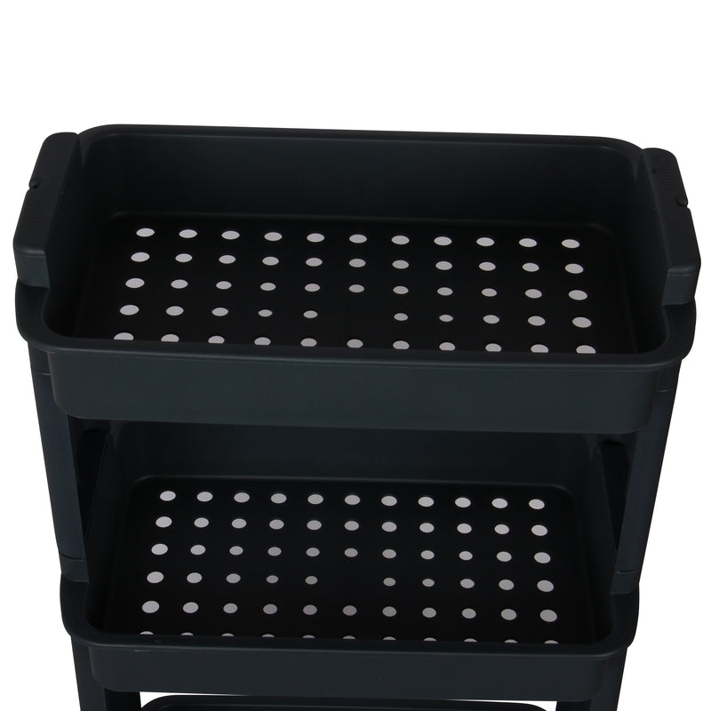 4 Tier Slide Out Troley Rack Shelf Holder with Wheel. Kitchen Bathroom Organizer.