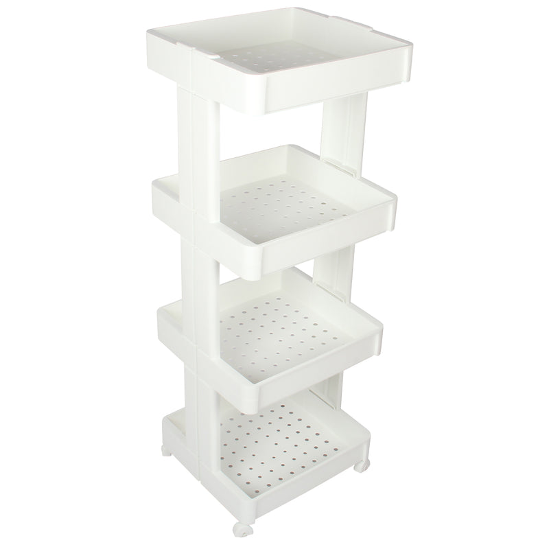 4 Tier Wheels Trolley Storage Rack. Organizer Shelves For Kitchen Bathroom.