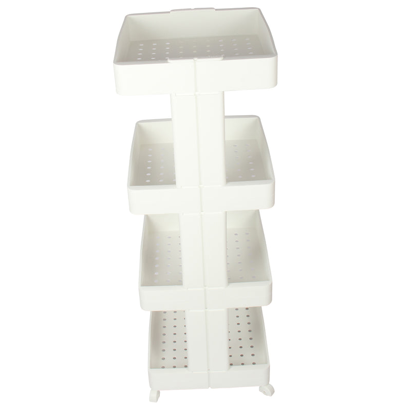 4 Tier Wheels Trolley Storage Rack. Organizer Shelves For Kitchen Bathroom.