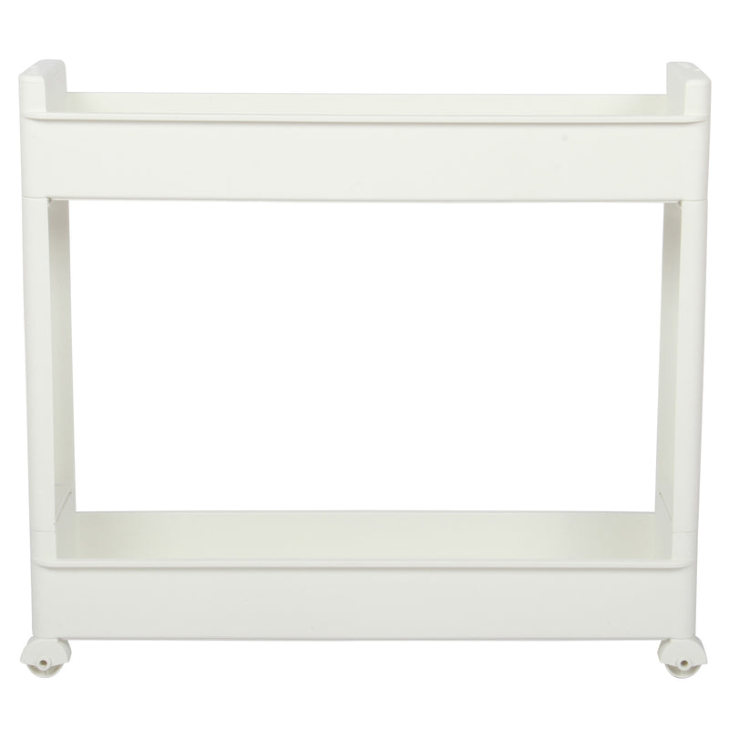 2 Tier Slide out Slim Storage Tower White