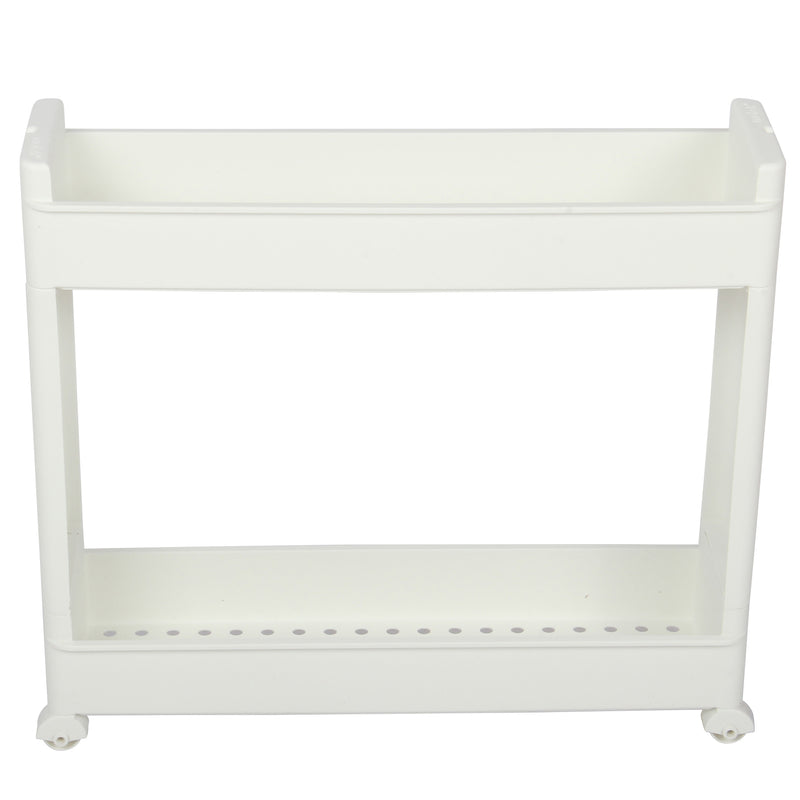 2 Tier Slide out Slim Storage Tower White