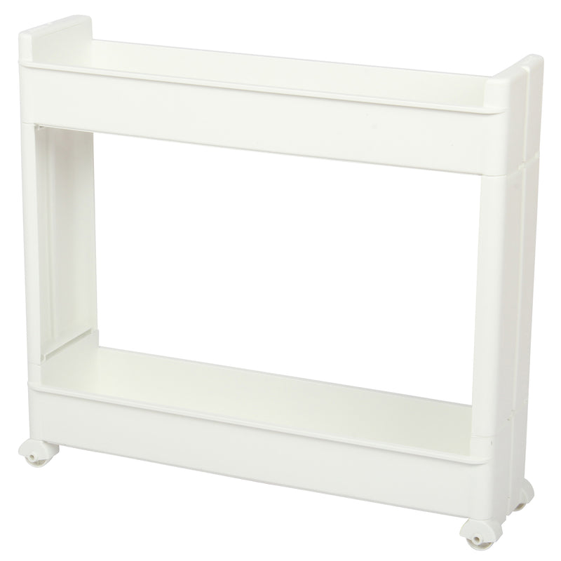 2 Tier Slide out Slim Storage Tower White