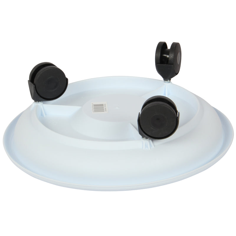 Movable Planters with Wheels. Round Caddy Plant Mover Stand Tray Saucer. (White)
