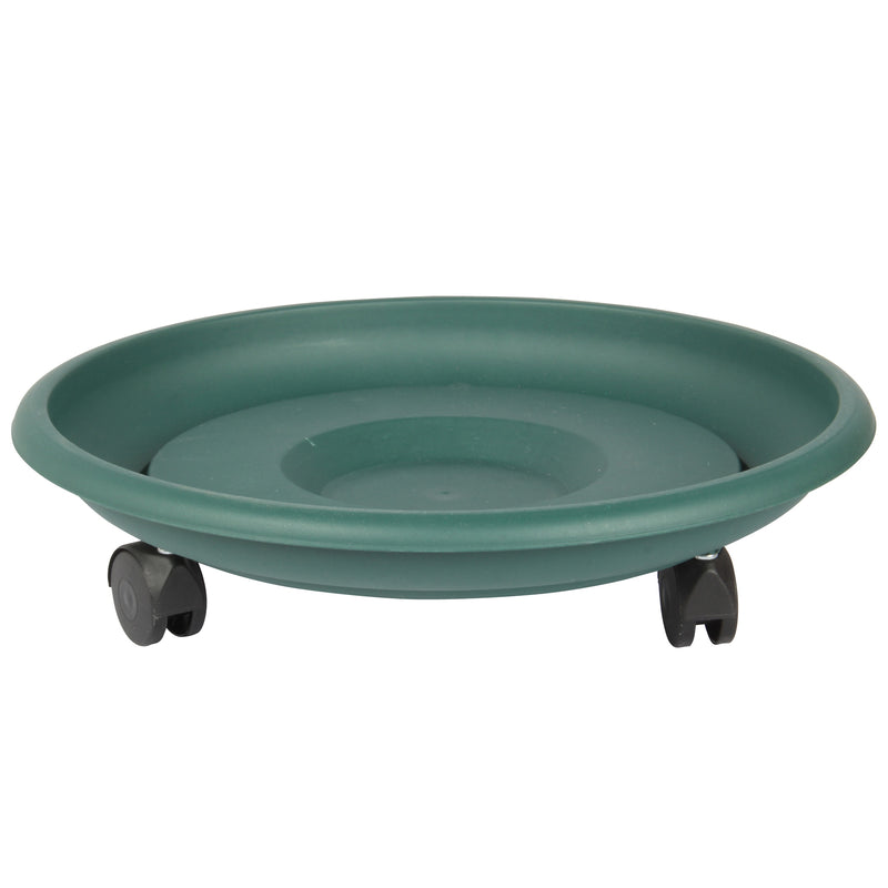 Movable Planters with Wheels. Round Caddy Plant Mover Stand Tray Saucer. (Green)