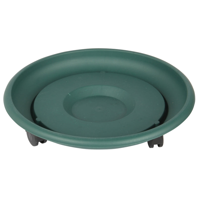 Movable Planters with Wheels. Round Caddy Plant Mover Stand Tray Saucer. (Green)