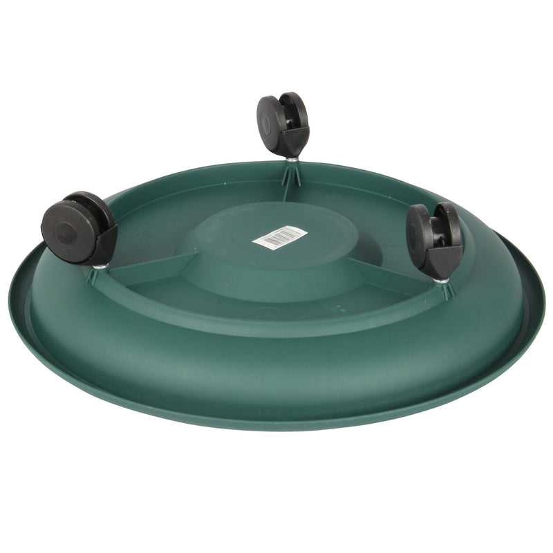 Movable Planters with Wheels. Round Caddy Plant Mover Stand Tray Saucer. (Green)