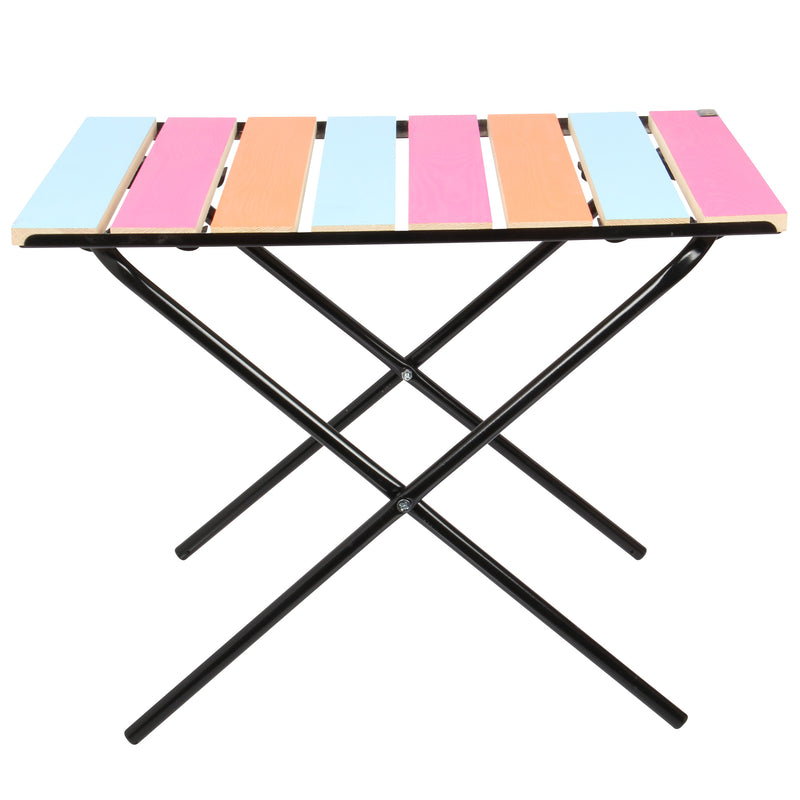 2x Folding Camping Picnic Table. Height Adjustable Colourful Garden Table.