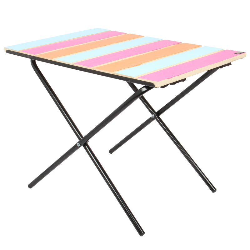 2x Folding Camping Picnic Table. Height Adjustable Colourful Garden Table.