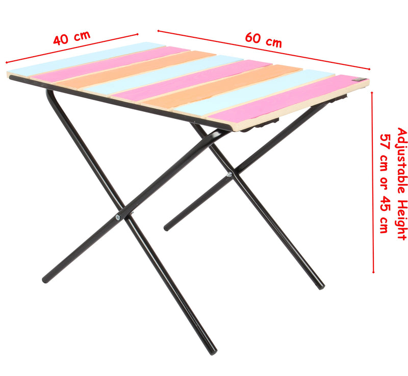 2x Folding Camping Picnic Table. Height Adjustable Colourful Garden Table.