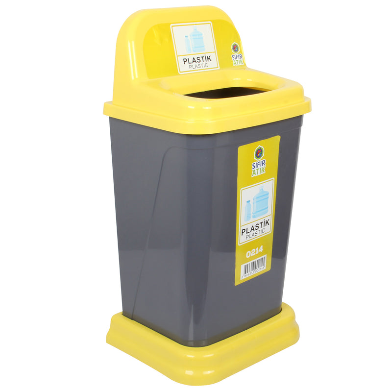 50L Recycling Waste Bin with Yellow Top. Colour Coded Recycle Bin for Plastic.