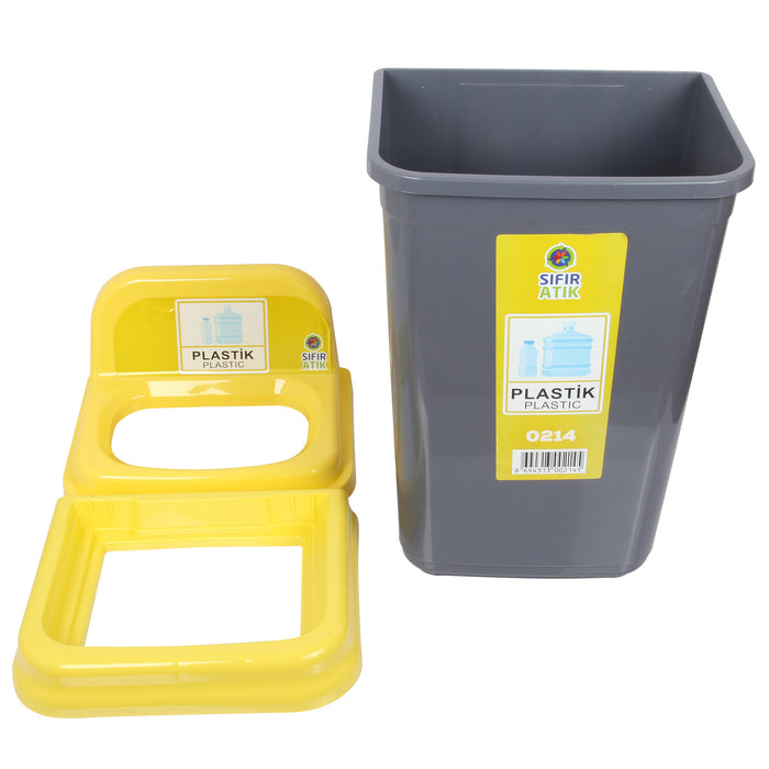 50L Recycling Waste Bin with Yellow Top. Colour Coded Recycle Bin for Plastic.