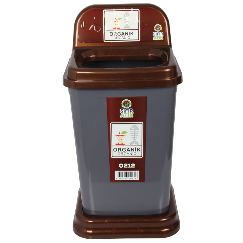 50L Recycling Waste Bin with Brown Top. Colour Coded Recycle Bin for Organic.