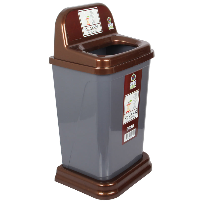 50L Recycling Waste Bin with Brown Top. Colour Coded Recycle Bin for Organic.