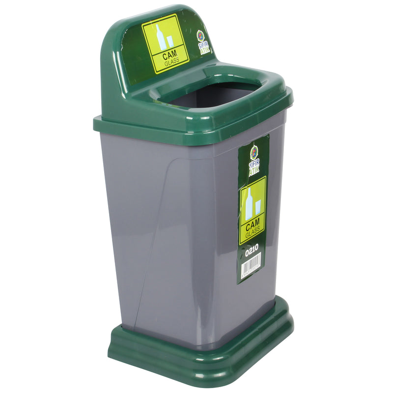 50 Litre Recycling Waste Bin with Green Top. Colour Coded Recycle Bin for Glass.