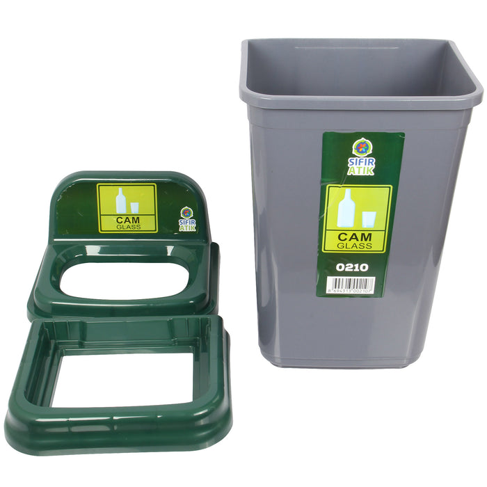 50 Litre Recycling Waste Bin with Green Top. Colour Coded Recycle Bin for Glass.