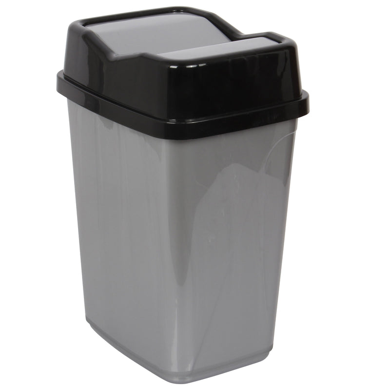 10 Litre Butterfly Swing Bin. Lidded Dustbin. Plastic Rubbish Waste Bin.(Silver)