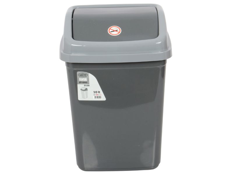 10 Liter Swing Bin Lidded Dustbin. Plastic Rubbish Waste Bin. (Antrasit)