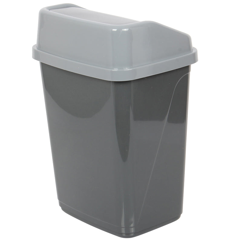 10 Liter Swing Bin Lidded Dustbin. Plastic Rubbish Waste Bin. (Antrasit)