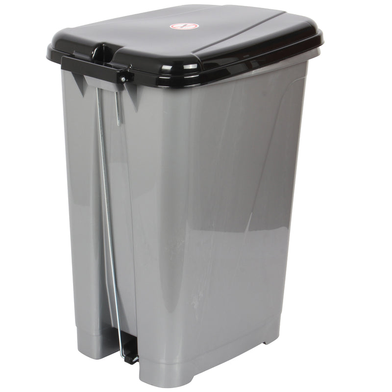 Plastic Slim Pedal Bin with Inner Bucket. Foot Pedal Dustbin.(25 Litre) (Silver)