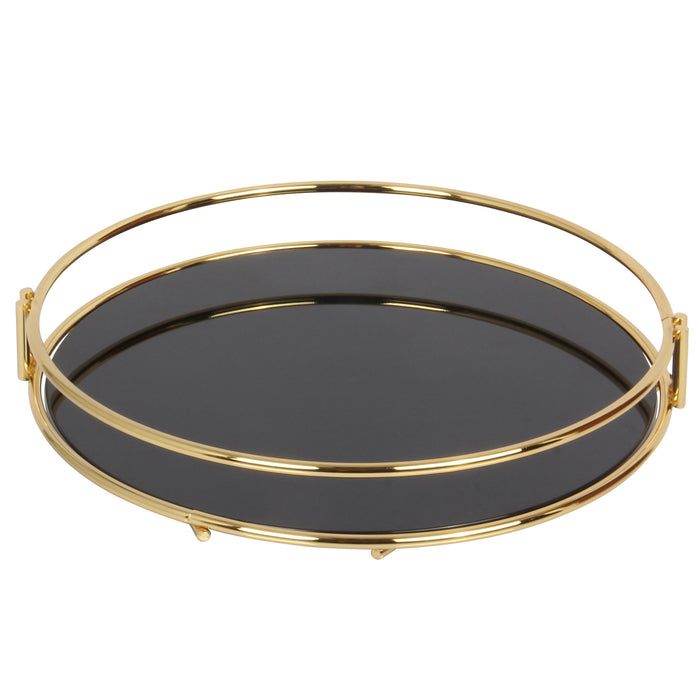 Gold Serving Tray. Round Shape. Multifunctional Tray. Stainless Steel. (29 cm)