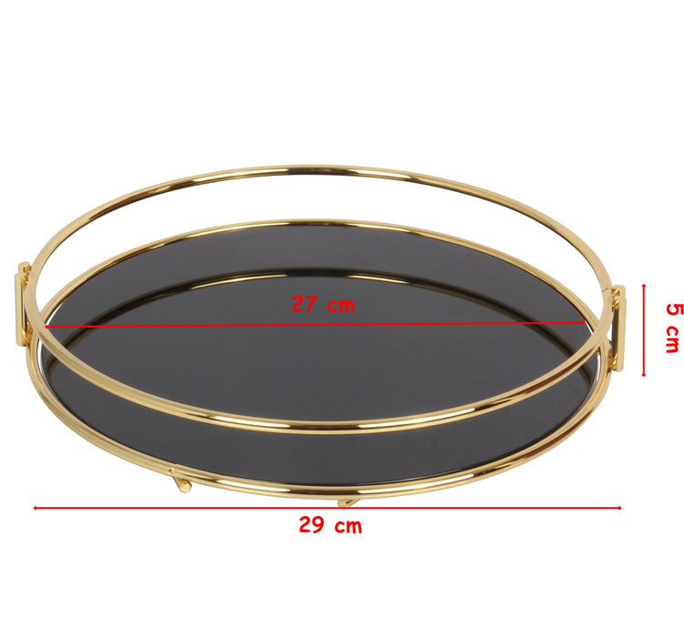 Gold Serving Tray. Round Shape. Multifunctional Tray. Stainless Steel. (29 cm)