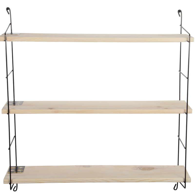 3 Tier Mounted Wall Floating Shelves.Decorative Shelf.(Black Metal & Solid Wood)