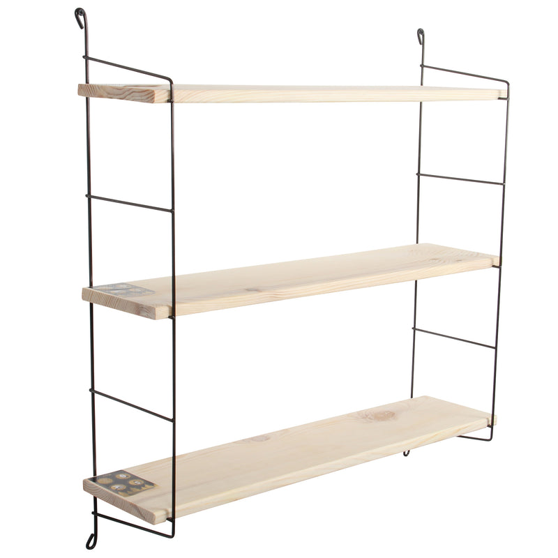 3 Tier Mounted Wall Floating Shelves.Decorative Shelf.(Black Metal & Solid Wood)