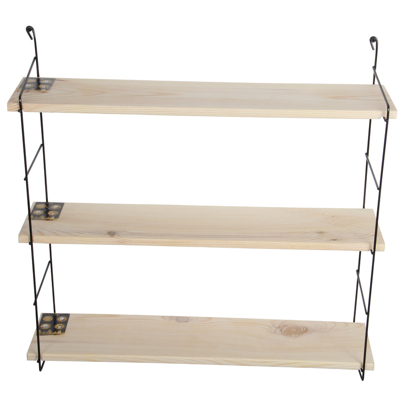 3 Tier Mounted Wall Floating Shelves.Decorative Shelf.(Black Metal & Solid Wood)