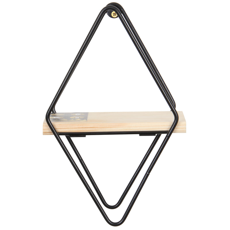 6 Pcs Different Style Miniature Decorative Wall Shelf Set. (Black & Solid Wood).