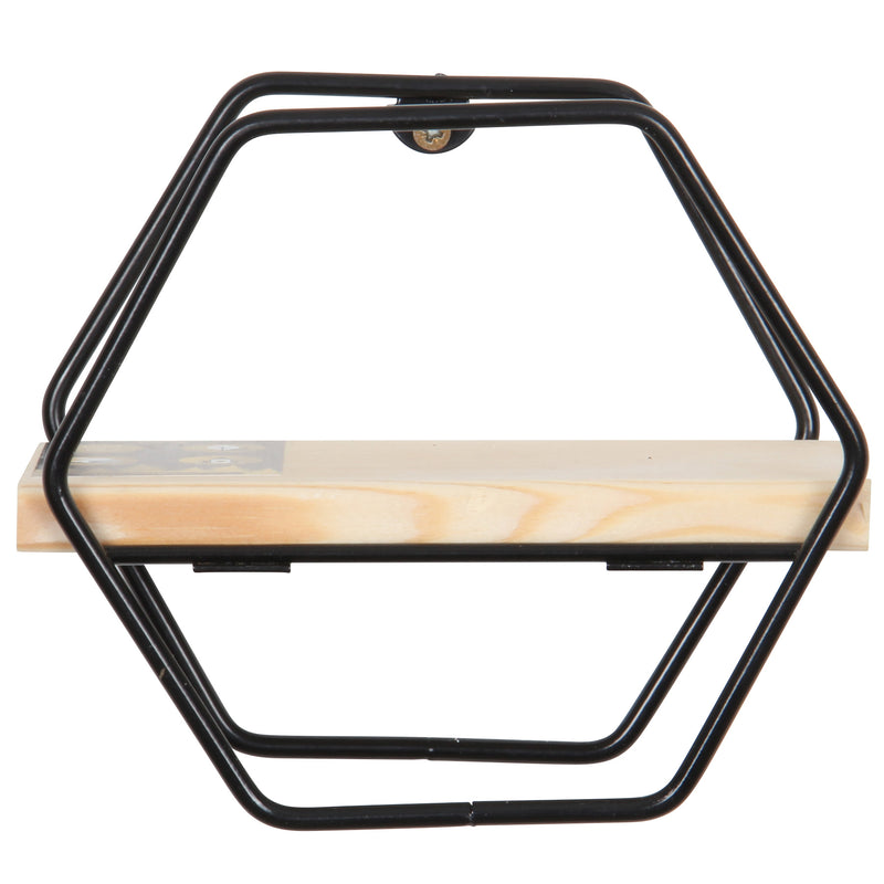 6 Pcs Different Style Miniature Decorative Wall Shelf Set. (Black & Solid Wood).