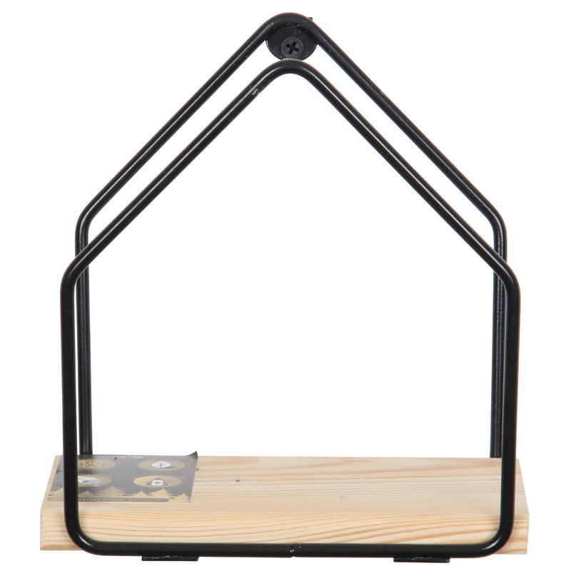 6 Pcs Different Style Miniature Decorative Wall Shelf Set. (Black & Solid Wood).