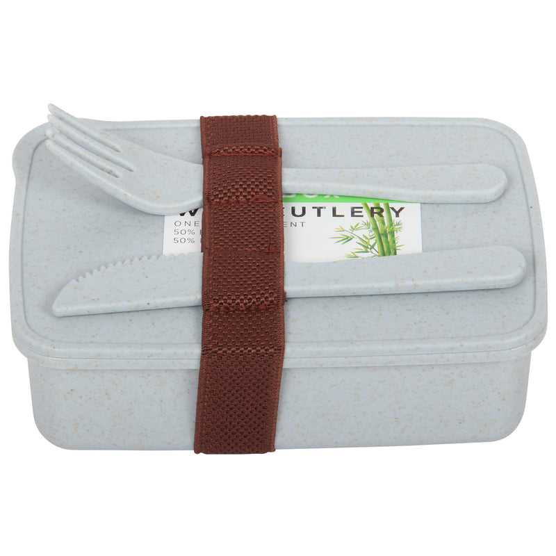 Lunch Box with Cutlery. Coffee Hot Drink Cup. Reusable Lunch Box Set. (Grey)