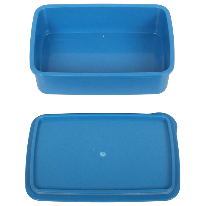 Lunch Box with Cutlery. Coffee Hot Drink Cup. Reusable Lunch Box Set. (Blue)
