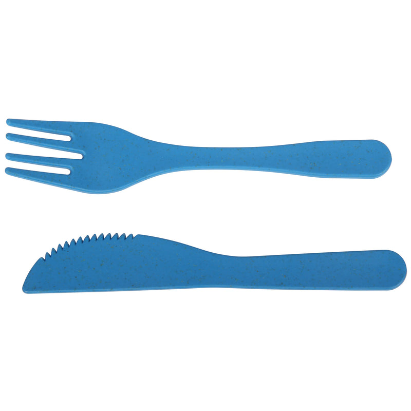 Lunch Box with Cutlery. Coffee Hot Drink Cup. Reusable Lunch Box Set. (Blue)