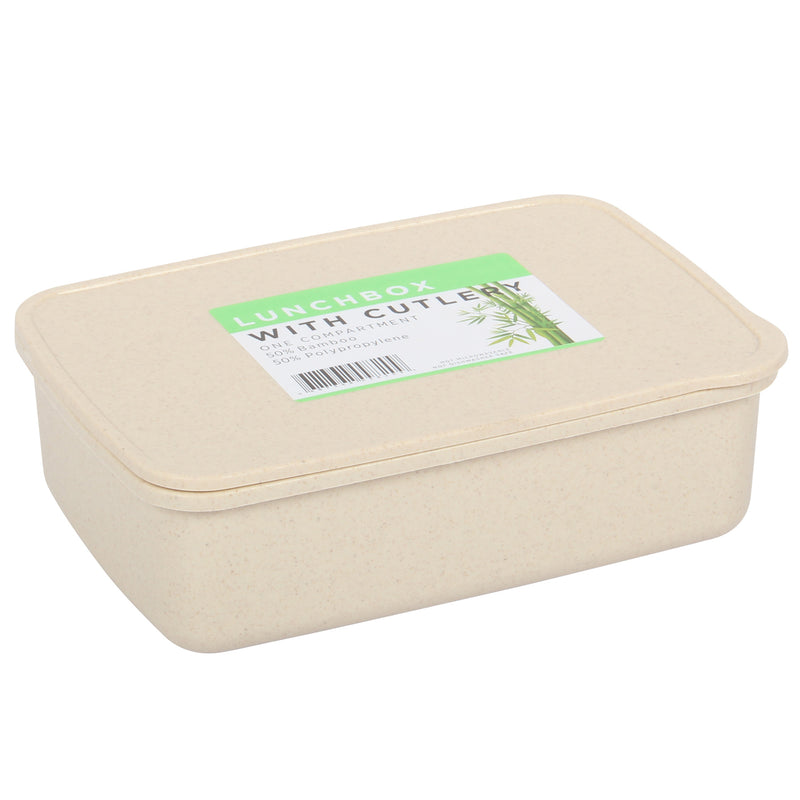 Lunch Box with Cutlery. Coffee Hot Drink Cup. Reusable Lunch Box Set. (Beige)