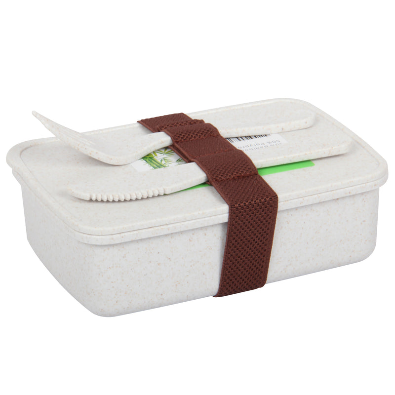 Lunch Box with Cutlery. Coffee Hot Drink Cup. Reusable Lunch Box Set. (White)