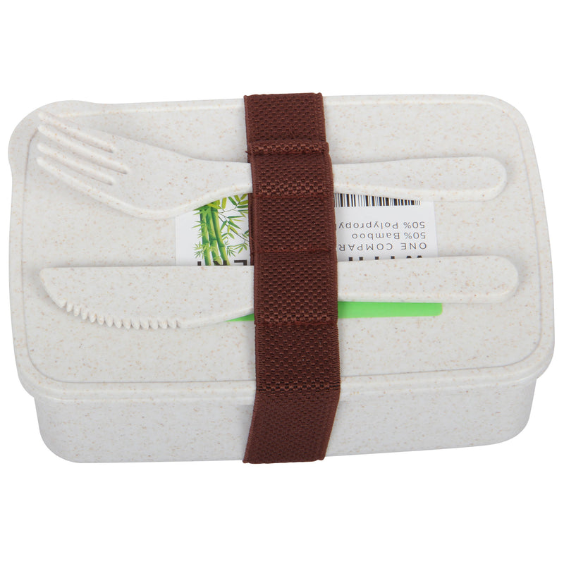 Lunch Box with Cutlery. Coffee Hot Drink Cup. Reusable Lunch Box Set. (White)