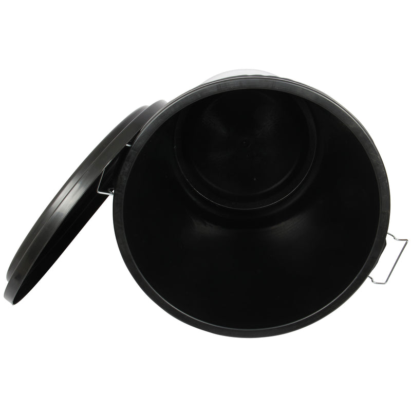 90L Heavy Duty Garden Rubbish Refuse Bin. Metal Handles with Clip Lid. (Black)