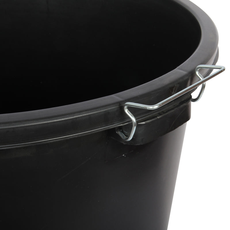 90L Heavy Duty Garden Rubbish Refuse Bin. Metal Handles with Clip Lid. (Black)