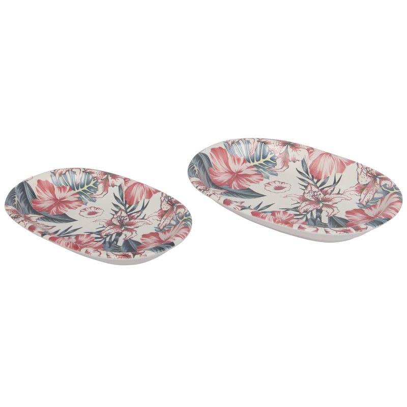 Decorative Serving Platter. Salad Mezze Serving Dishes. Decorative Flower Pattern. (Set of 2)
