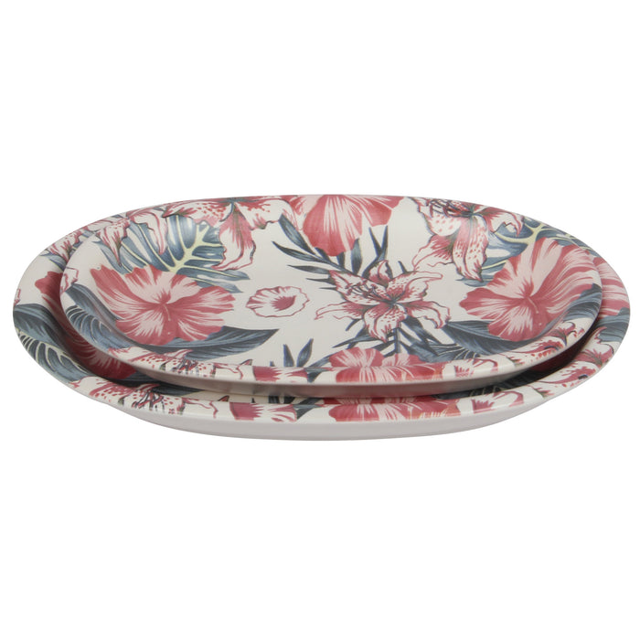 Decorative Serving Platter. Salad Mezze Serving Dishes. Decorative Flower Pattern. (Set of 2)