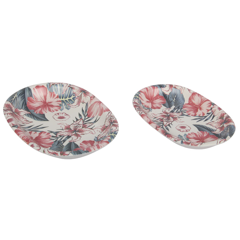 Decorative Serving Platter. Salad Mezze Serving Dishes. Decorative Flower Pattern. (Set of 2)